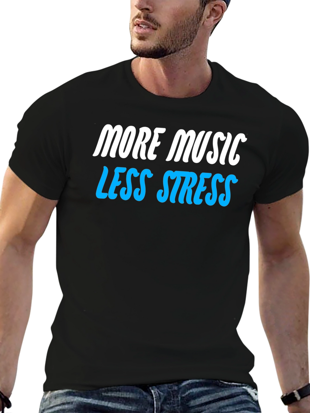 More Music Less Stress Graphic T-Shirt
