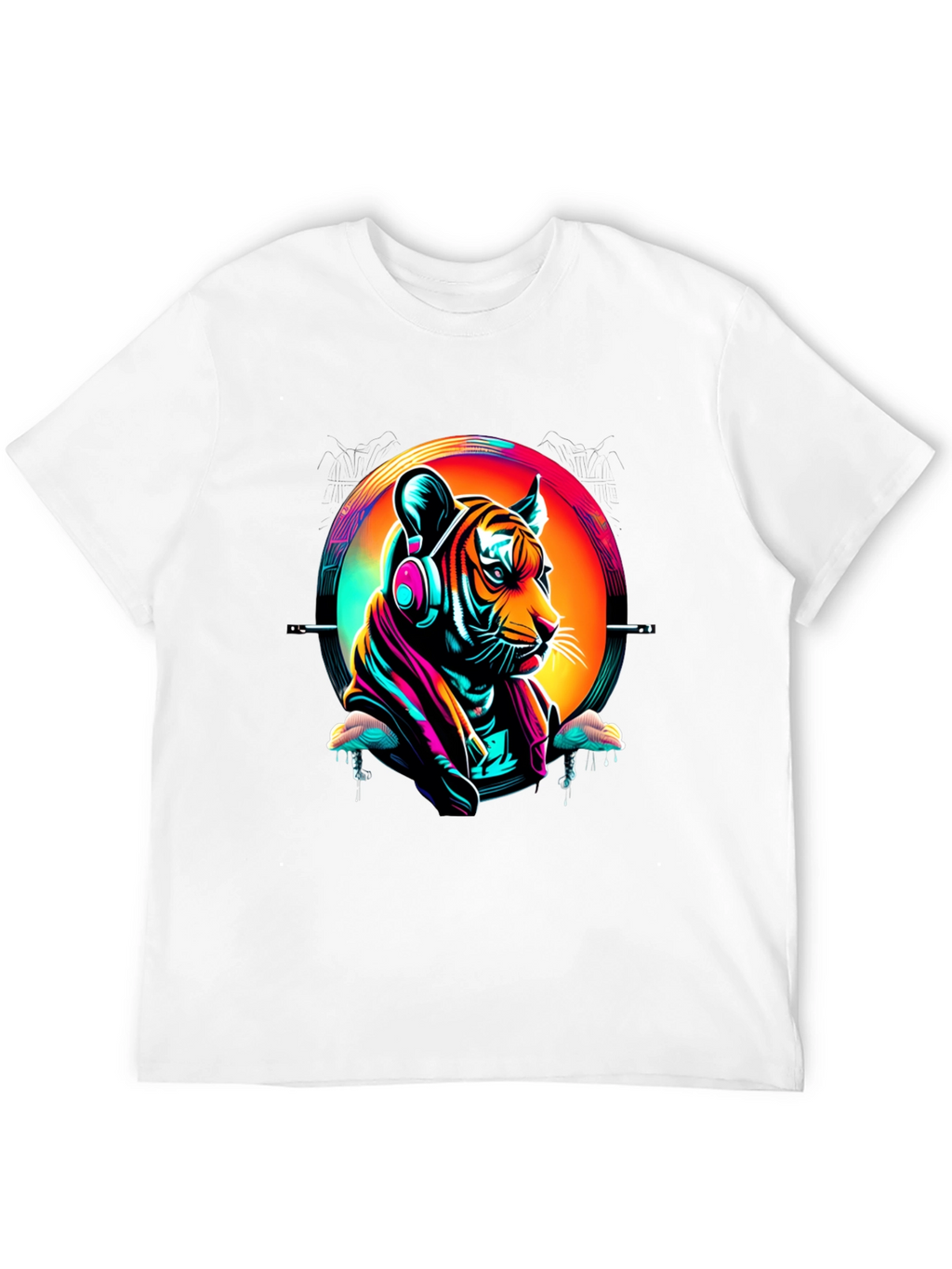 Neon Tiger Graphic T-Shirt - Mens Black Tee