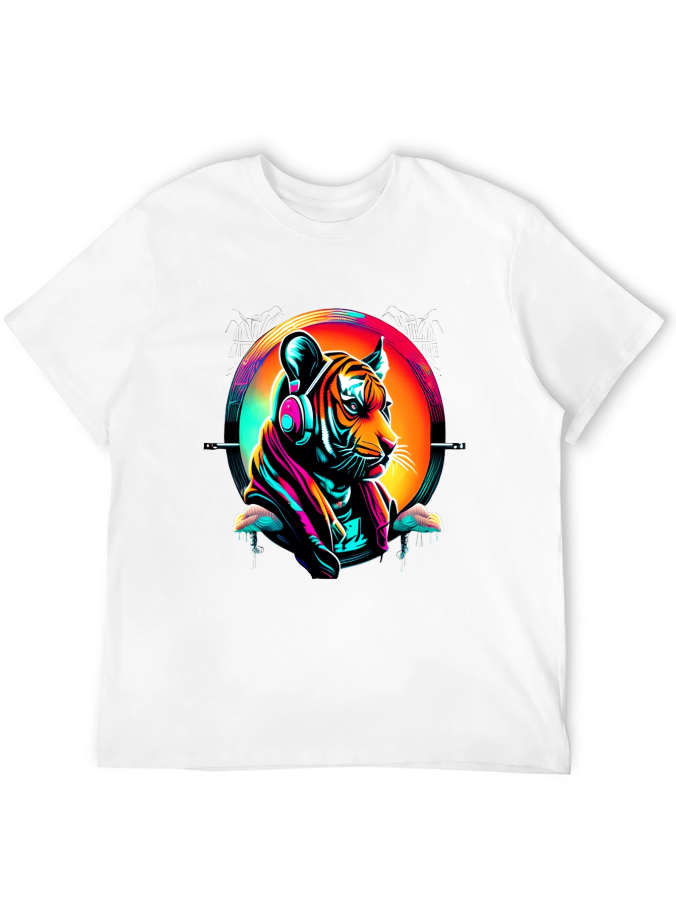 Neon Tiger Graphic T-Shirt - Mens Black Tee