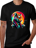 Neon Tiger Graphic T-Shirt - Mens Black Tee