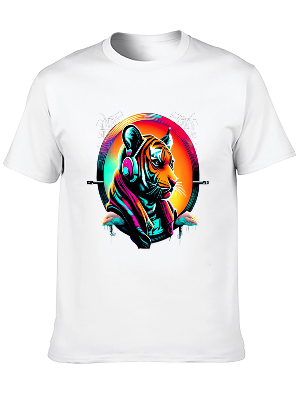 Neon Tiger Graphic T-Shirt - Mens Black Tee