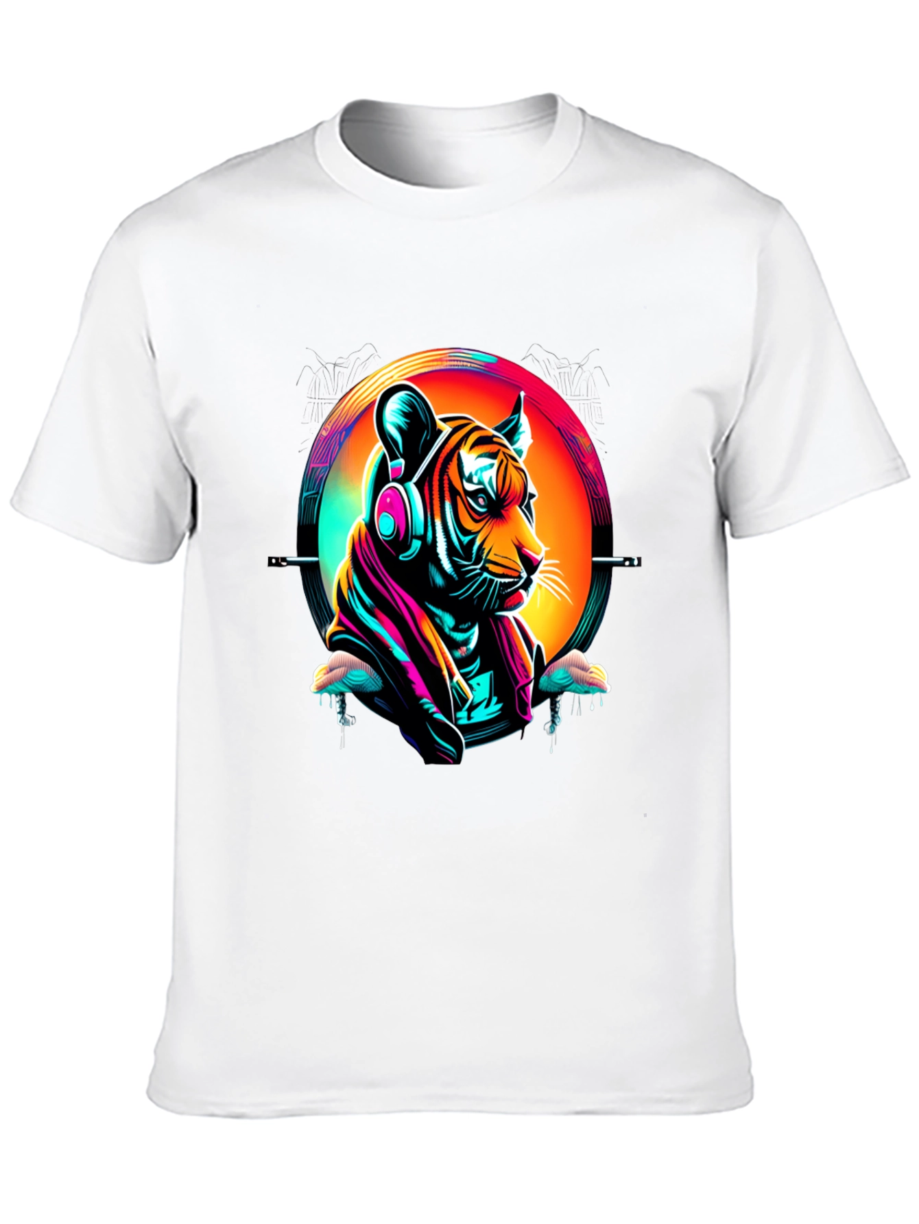 Neon Tiger Graphic T-Shirt - Mens Black Tee