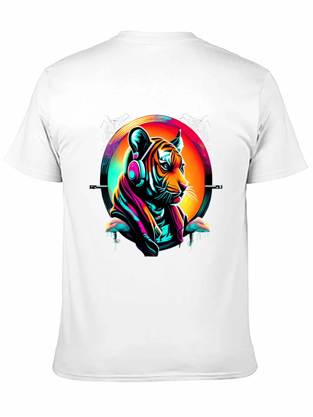 Neon Tiger Graphic T-Shirt - Mens Black Tee