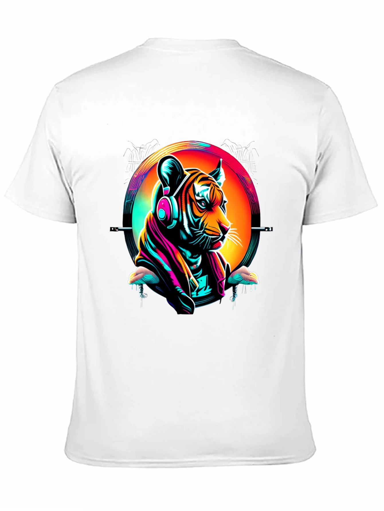 Neon Tiger Graphic T-Shirt - Mens Black Tee