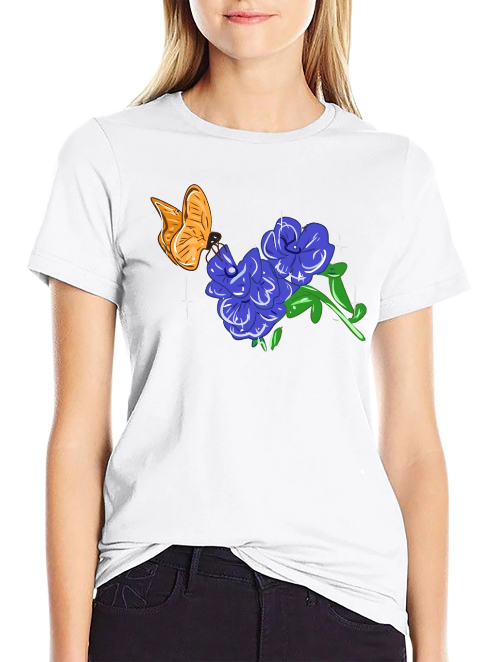 Butterfly & Floral Graphic T-Shirt