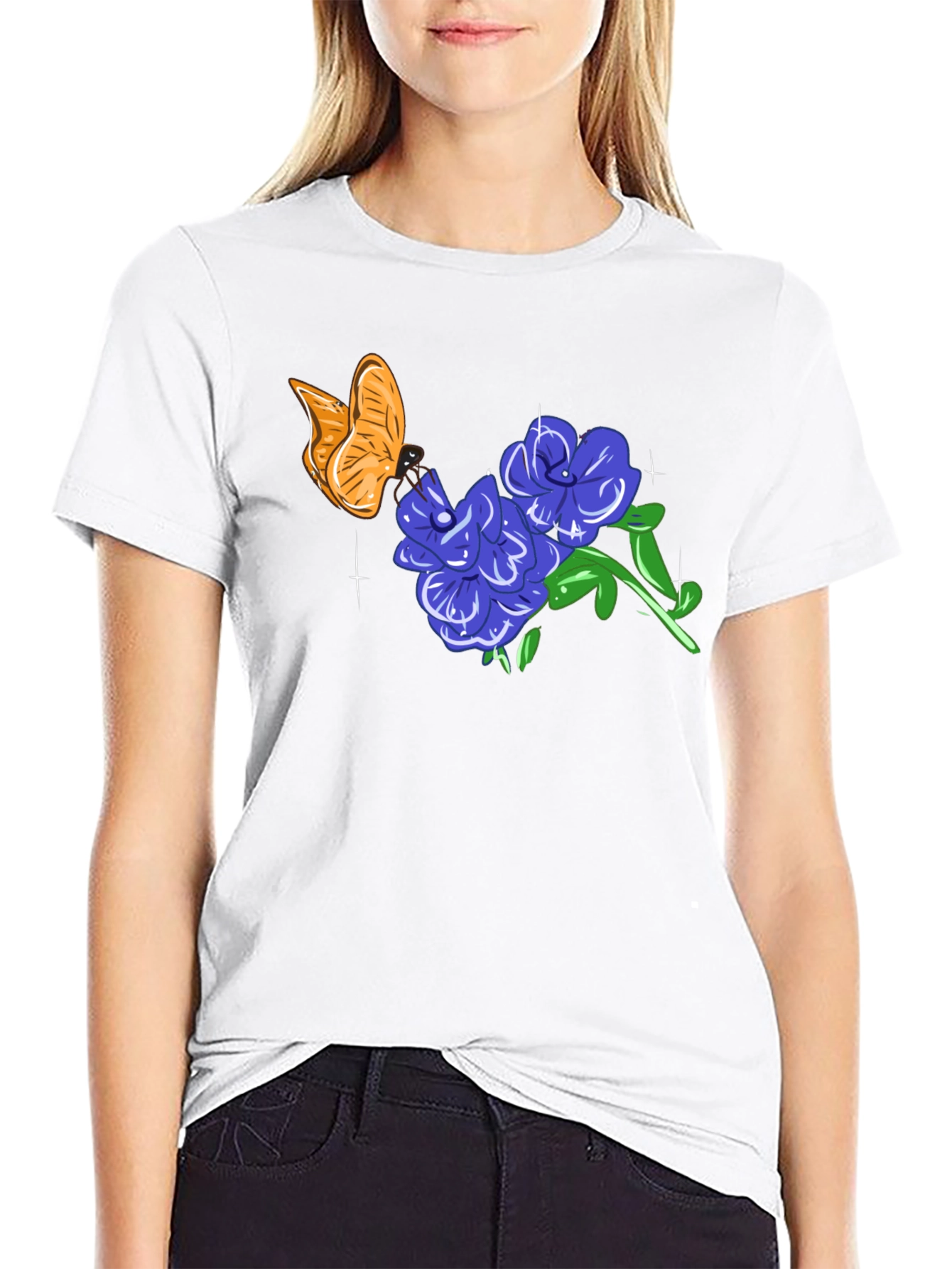 Butterfly & Floral Graphic T-Shirt