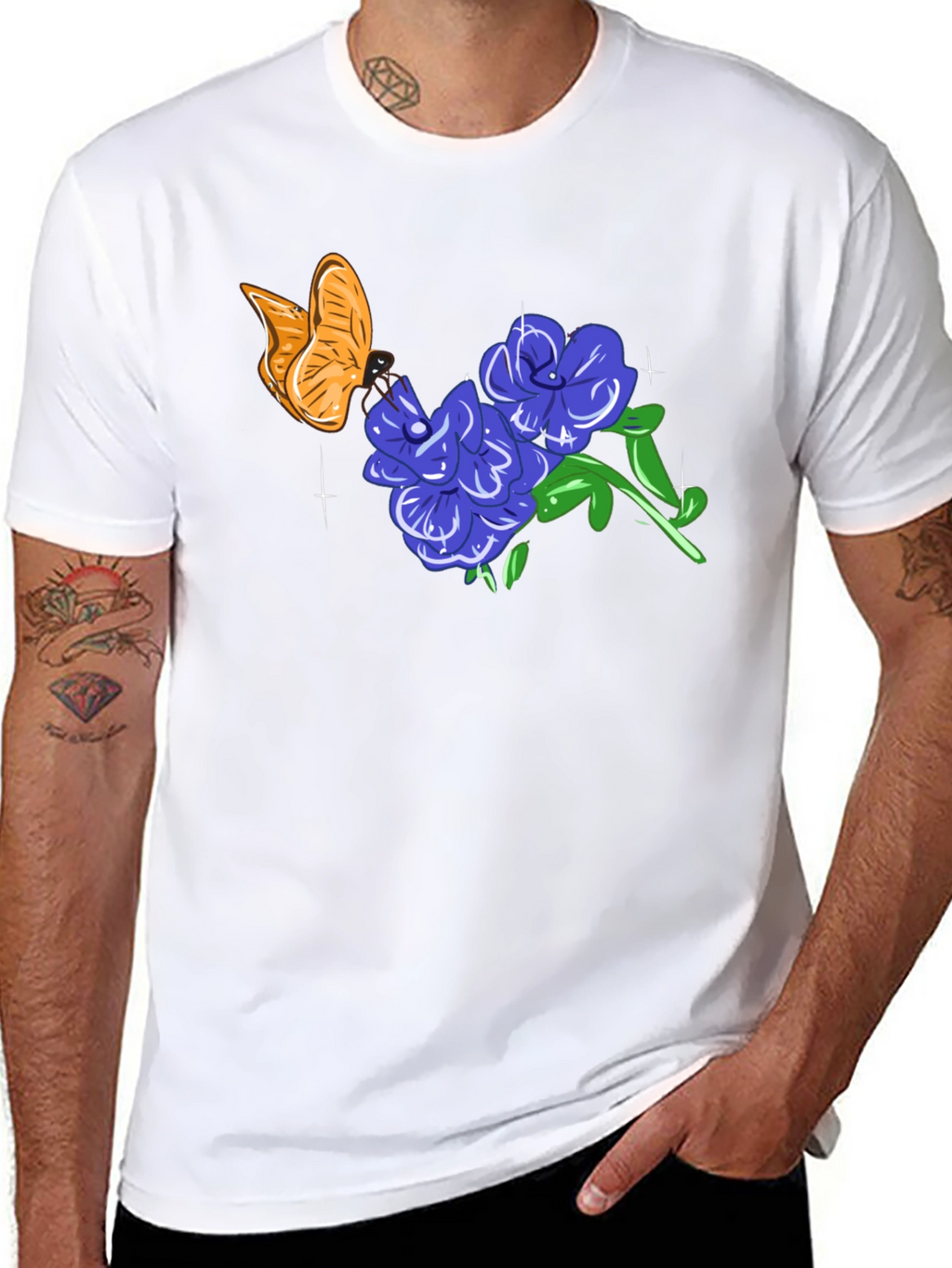 Butterfly & Floral Graphic T-Shirt