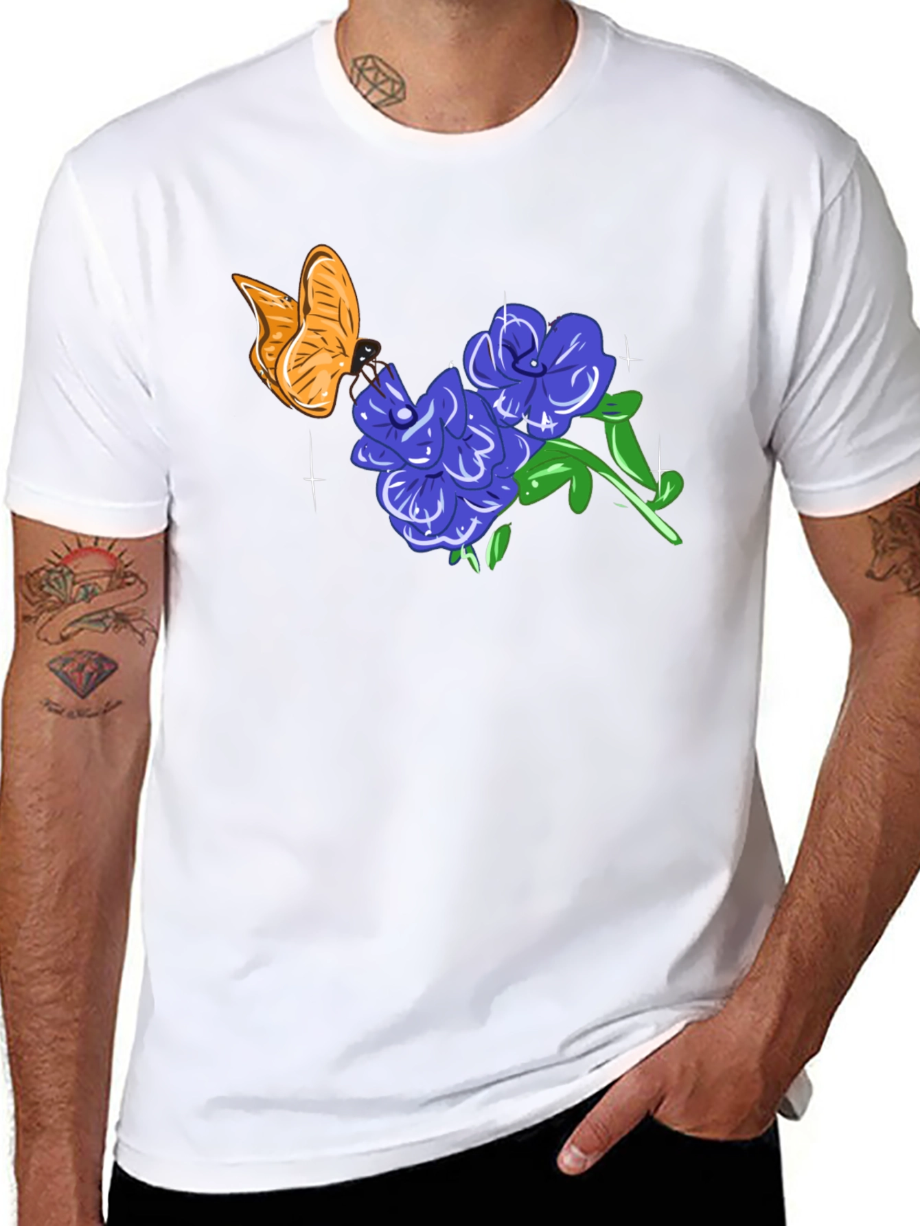 Butterfly & Floral Graphic T-Shirt