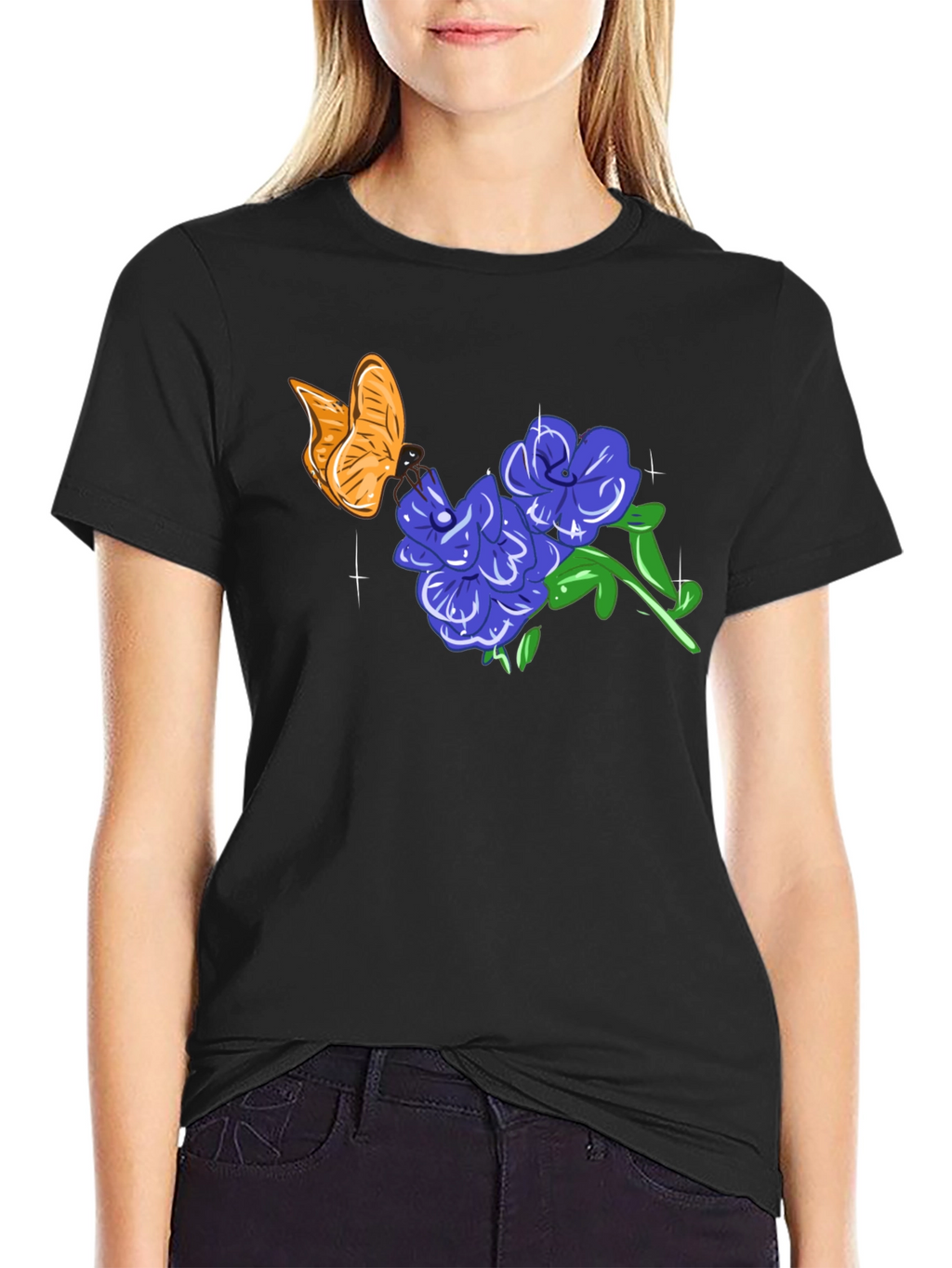 Butterfly & Floral Graphic T-Shirt