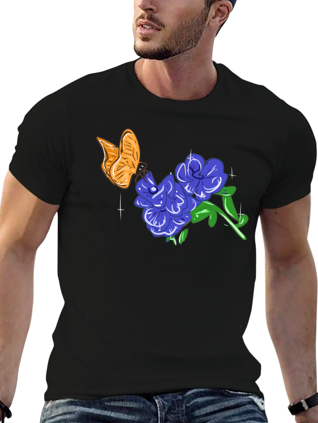 Butterfly & Floral Graphic T-Shirt