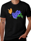 Butterfly & Floral Graphic T-Shirt