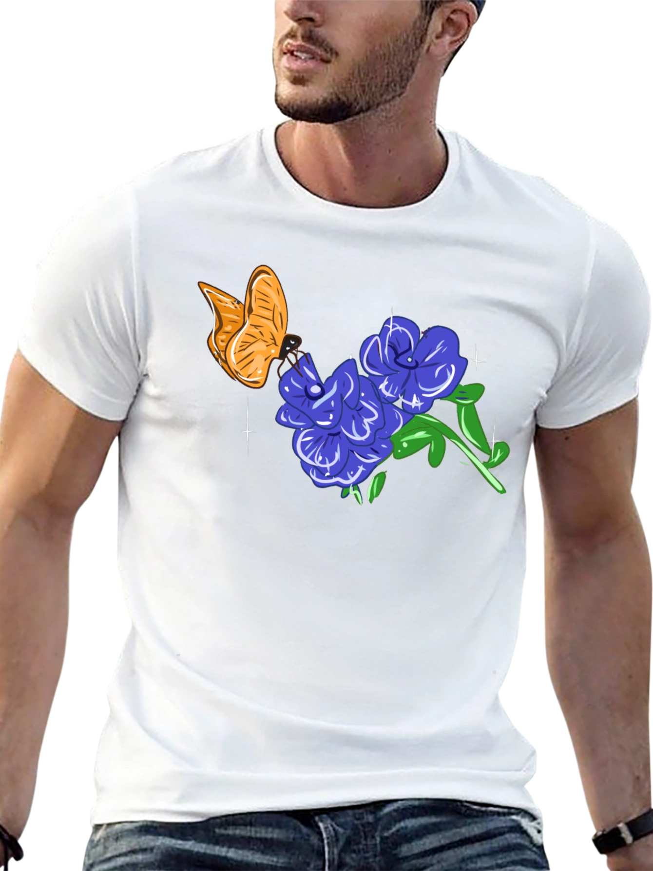 Butterfly & Floral Graphic T-Shirt