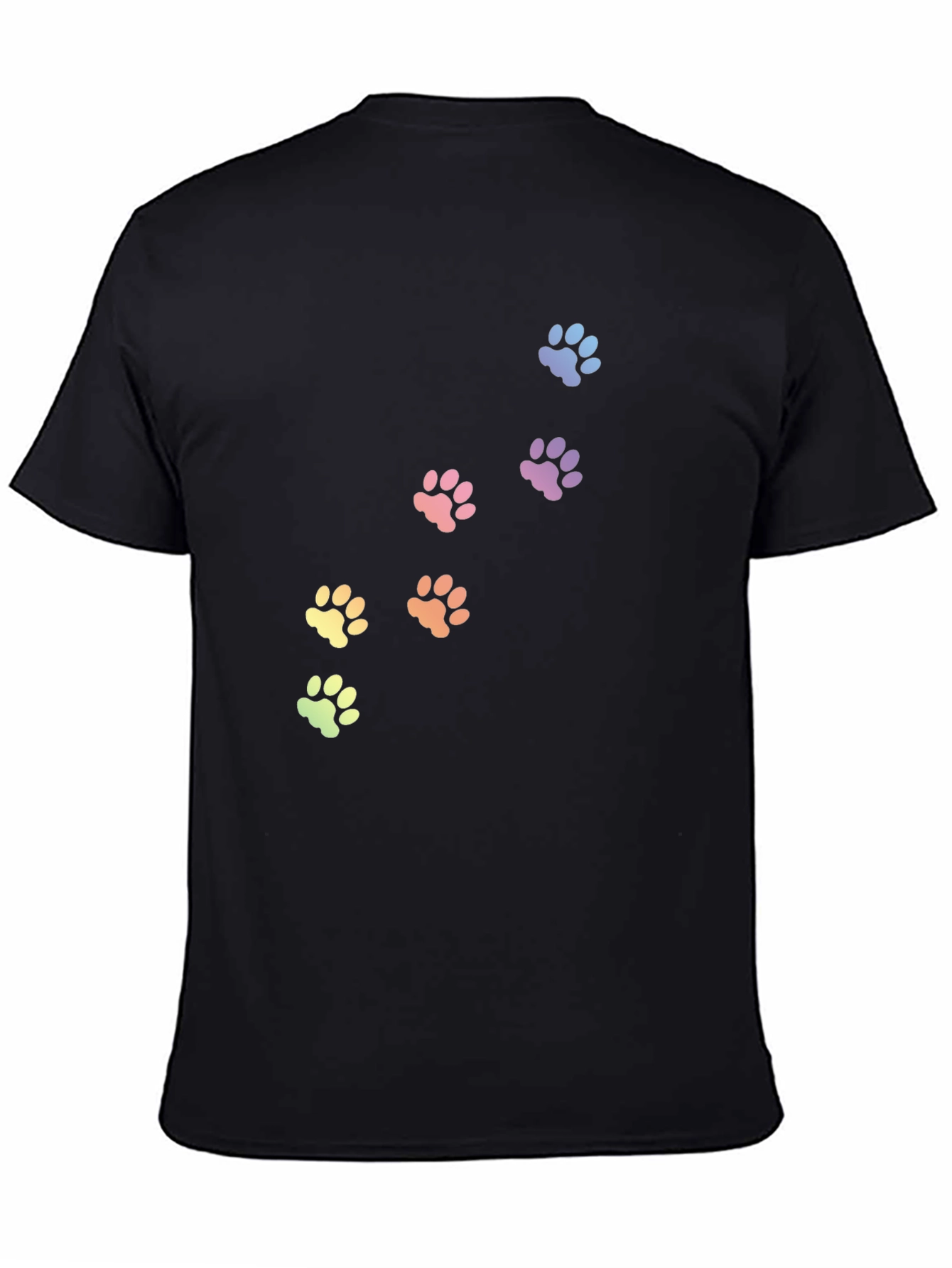 Rainbow Paw Print T-Shirt - Black