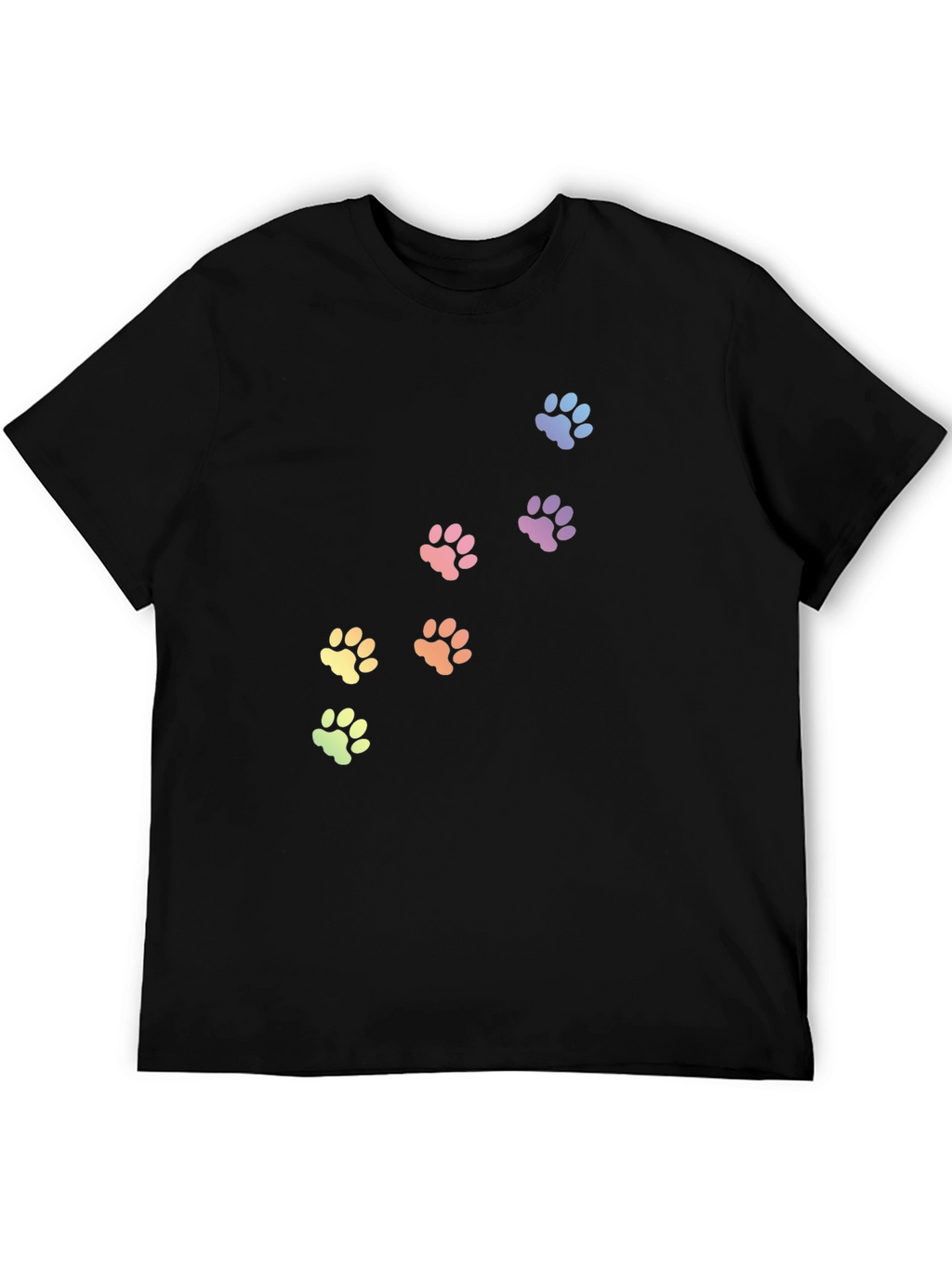 Rainbow Paw Print T-Shirt - Black