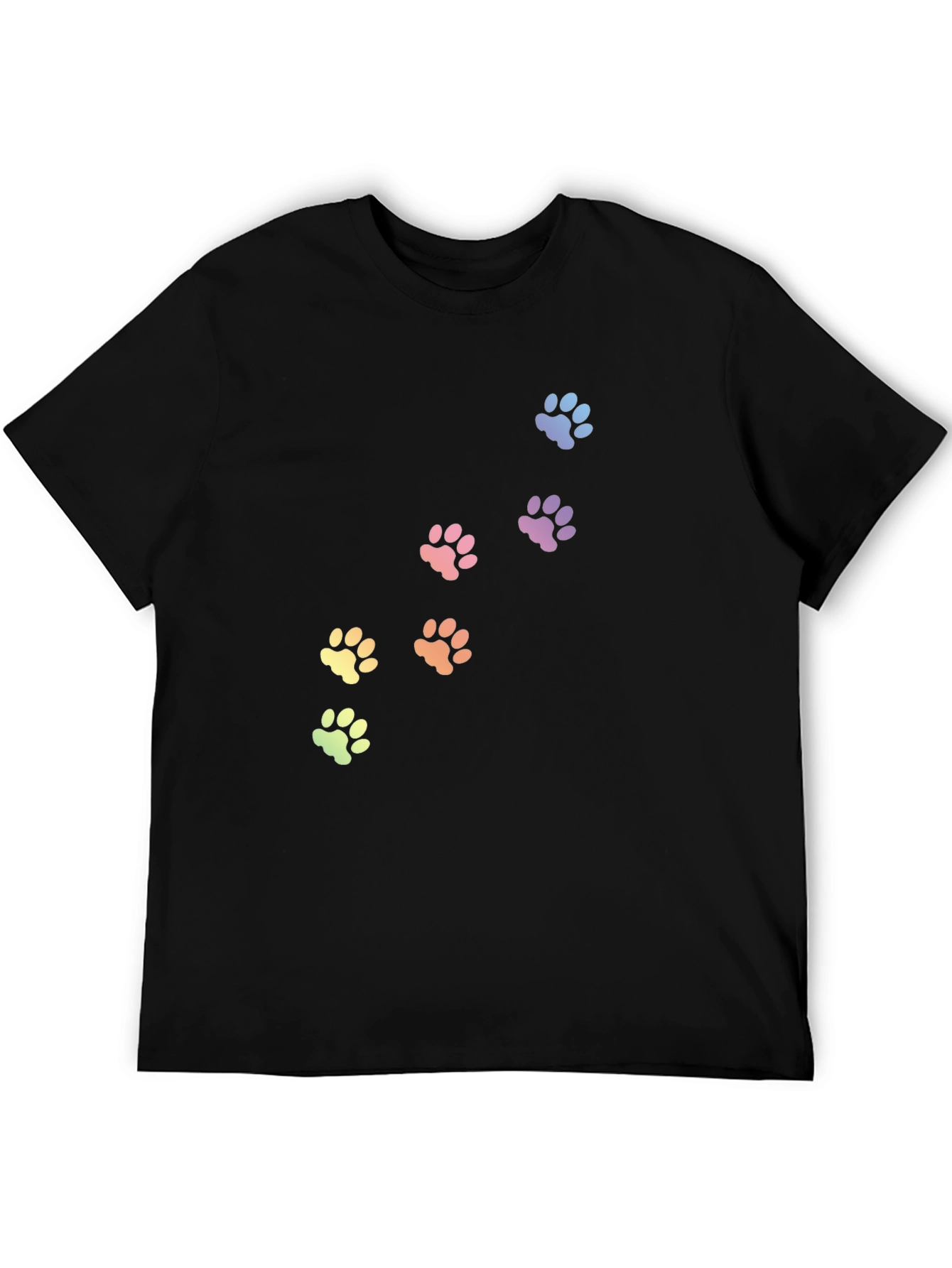 Rainbow Paw Print T-Shirt - Black