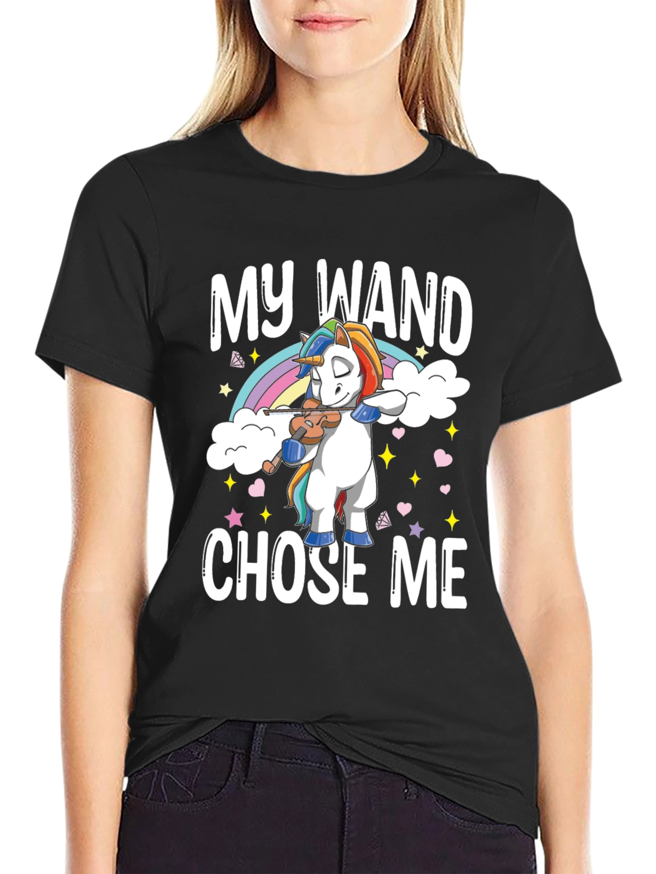 My Wand Chose Me Unicorn T-Shirt - Black