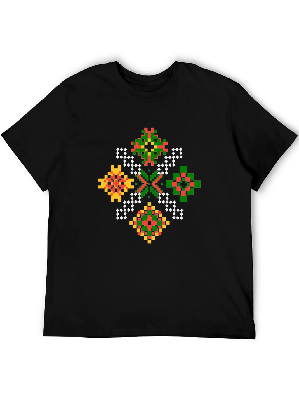 Pixel Art Geometric Black T-Shirt