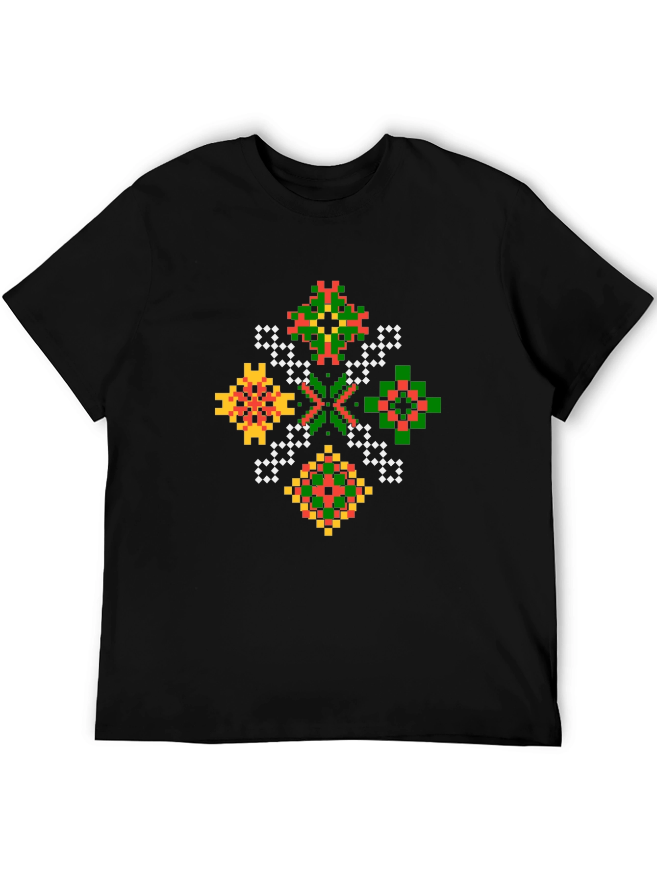 Pixel Art Geometric Black T-Shirt