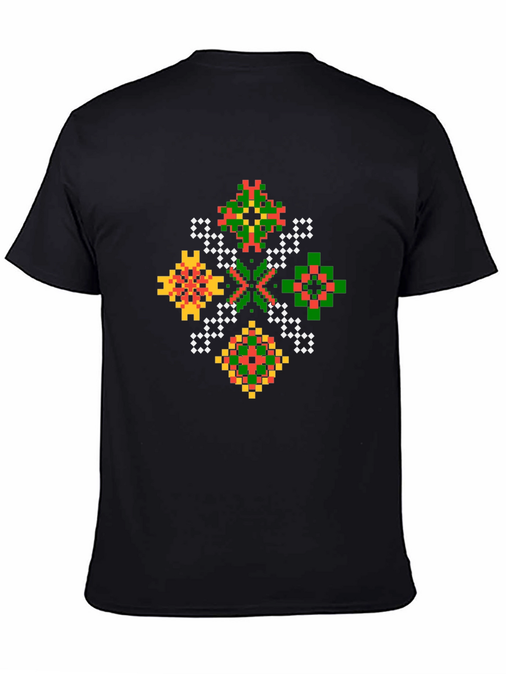 Pixel Art Geometric Black T-Shirt