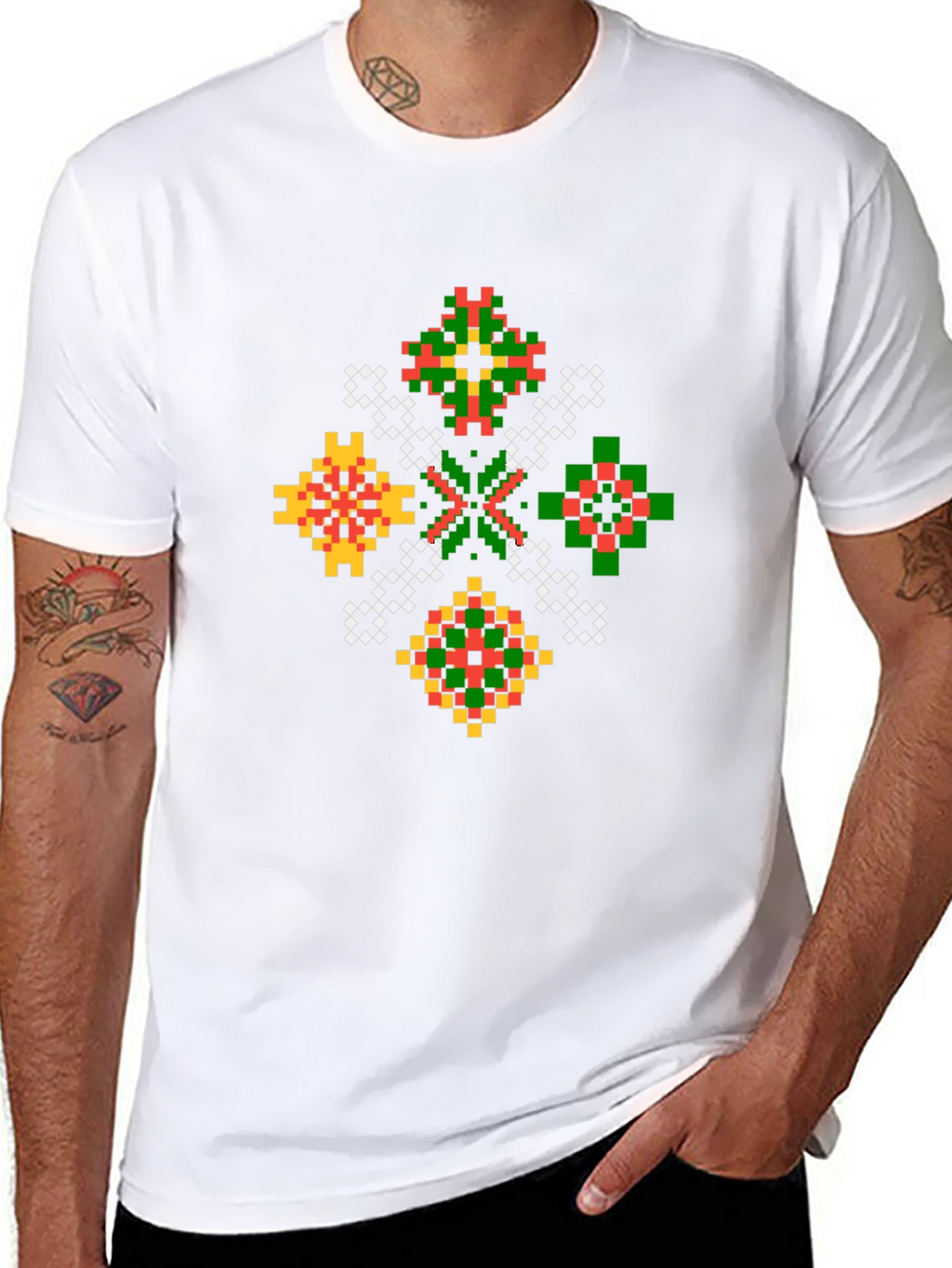 Pixel Art Geometric Black T-Shirt