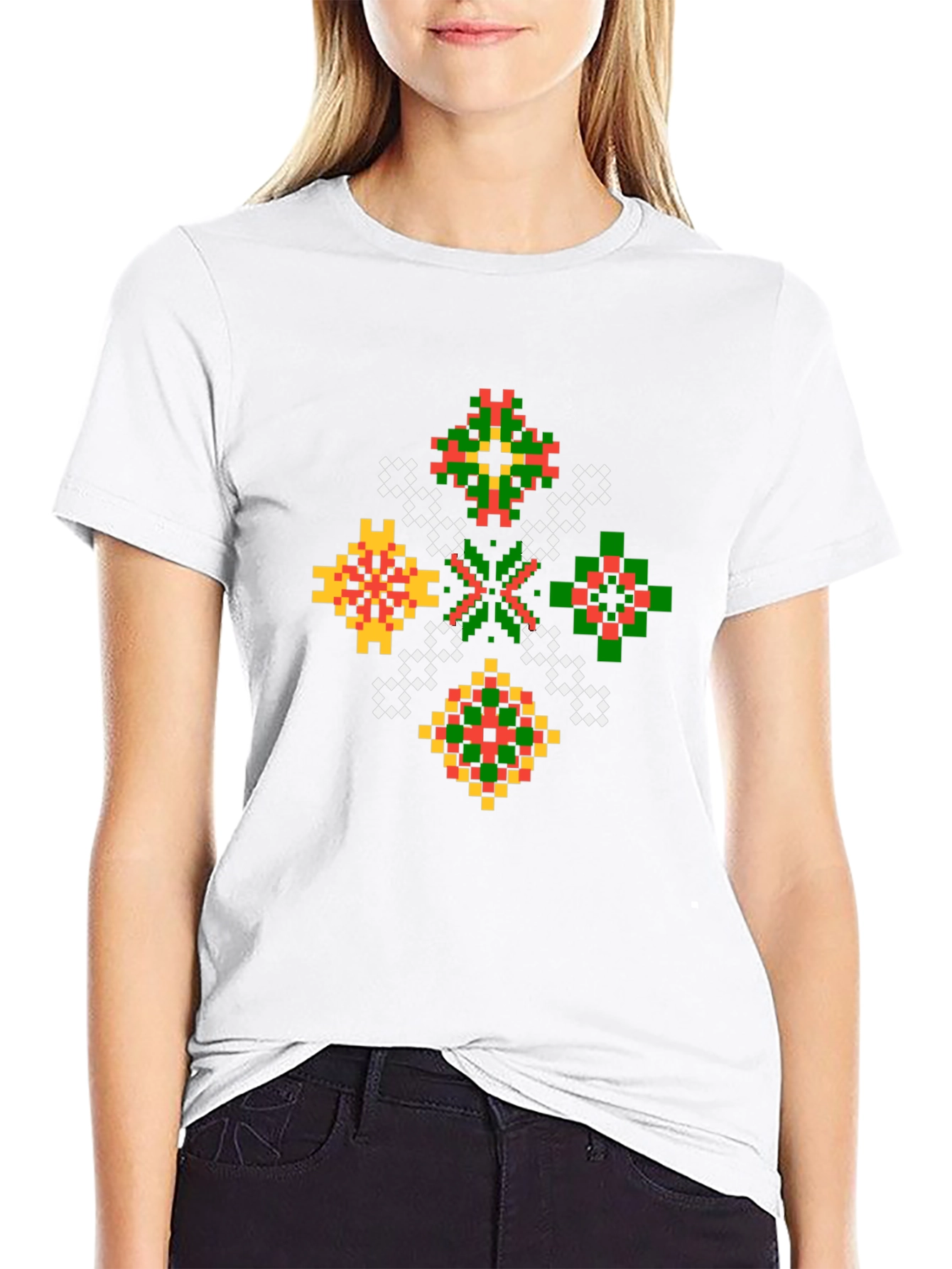 Pixel Art Geometric Black T-Shirt
