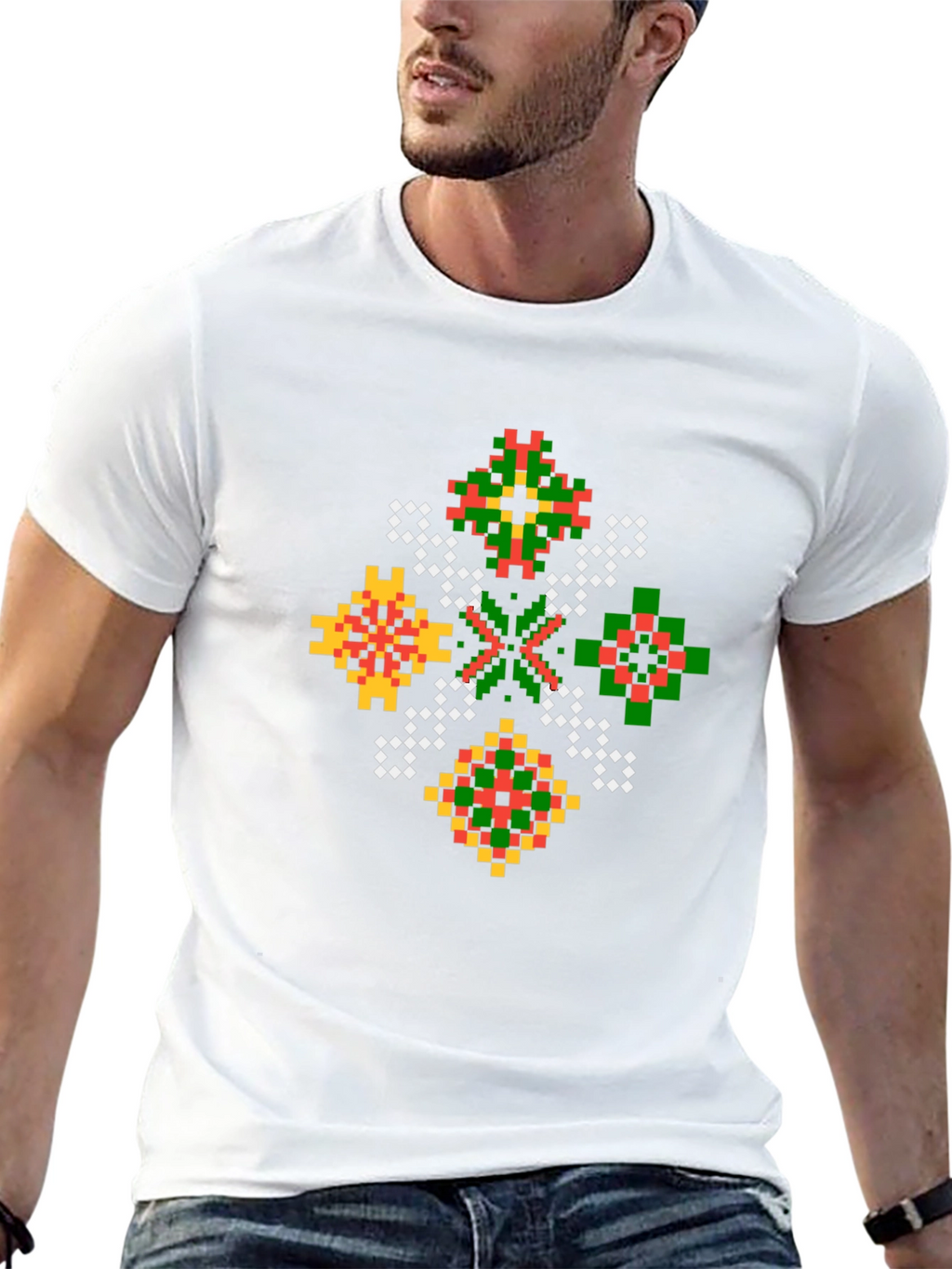 Pixel Art Geometric Black T-Shirt