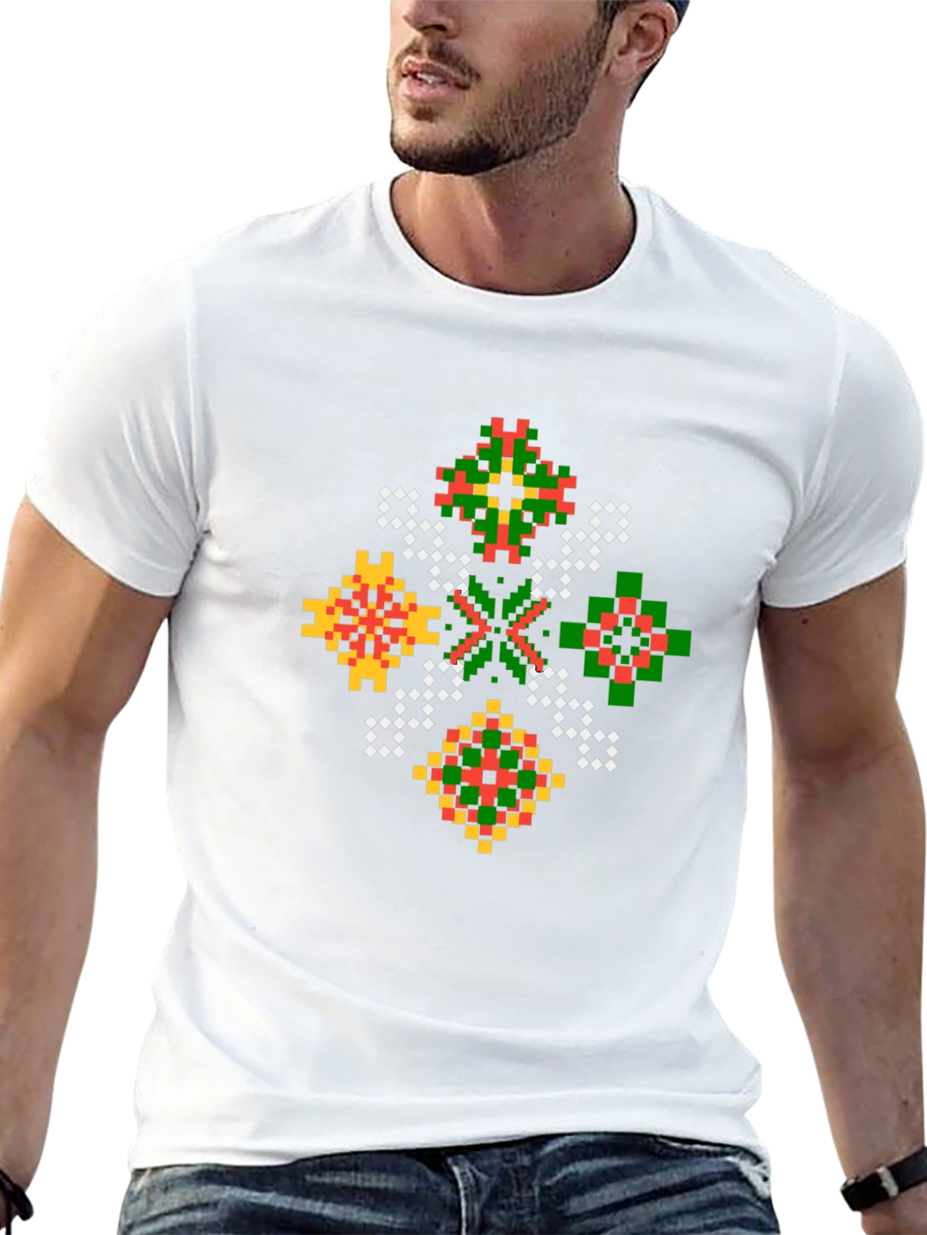 Pixel Art Geometric Black T-Shirt