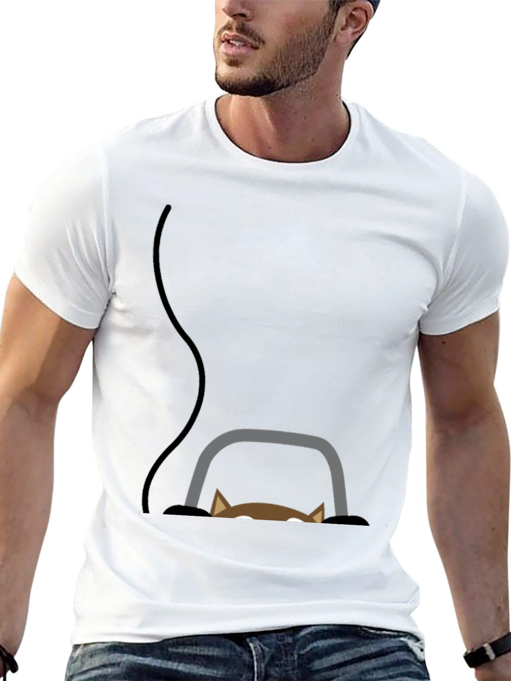Peek-a-Boo Cat Graphic Tee - Black