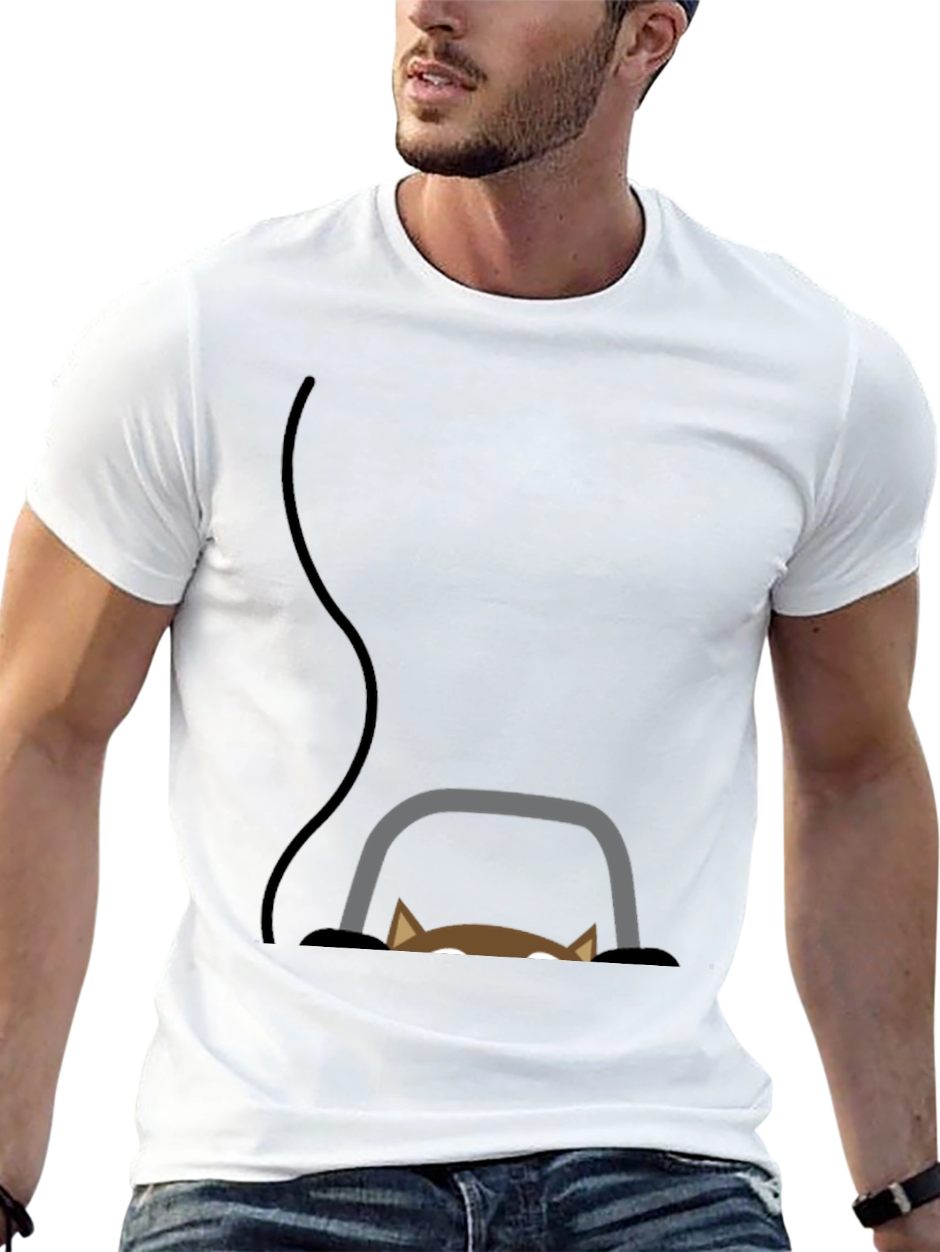 Peek-a-Boo Cat Graphic Tee - Black