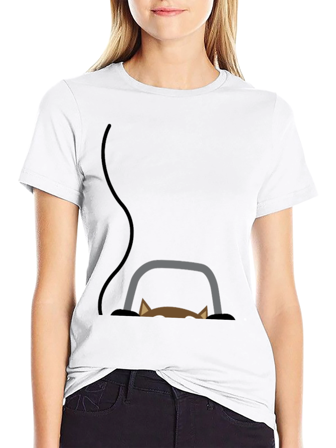 Peek-a-Boo Cat Graphic Tee - Black