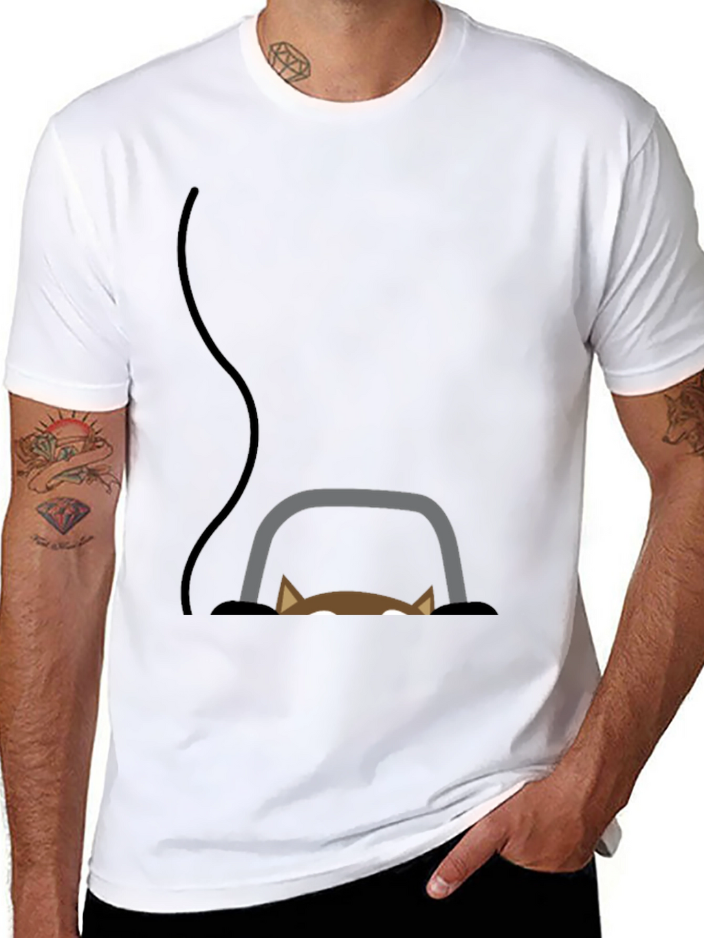 Peek-a-Boo Cat Graphic Tee - Black