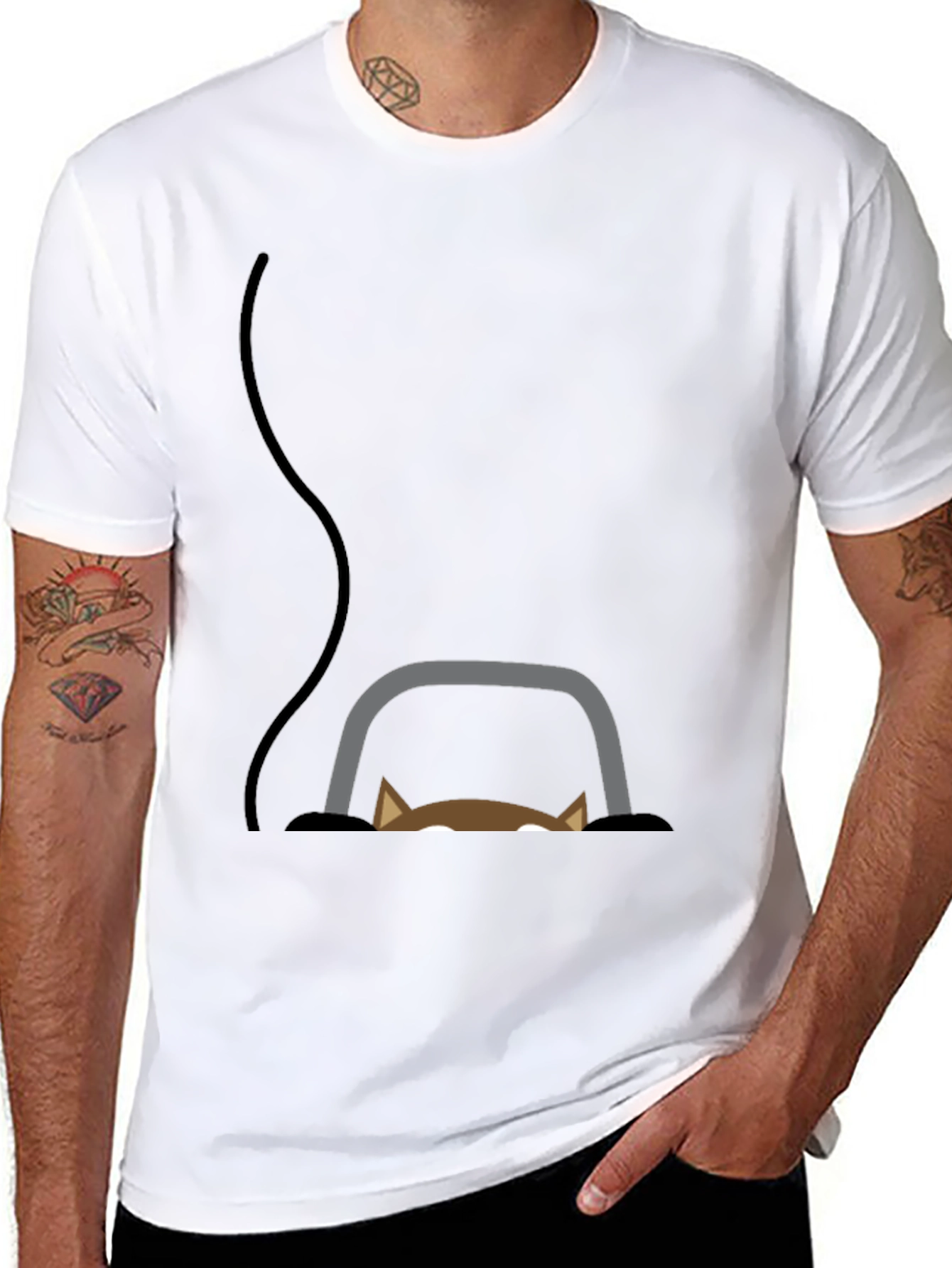 Peek-a-Boo Cat Graphic Tee - Black
