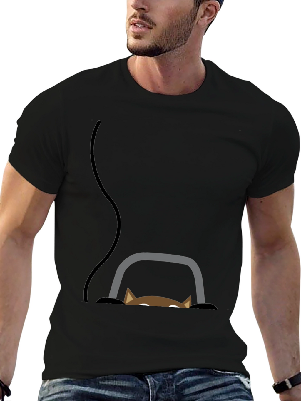 Peek-a-Boo Cat Graphic Tee - Black