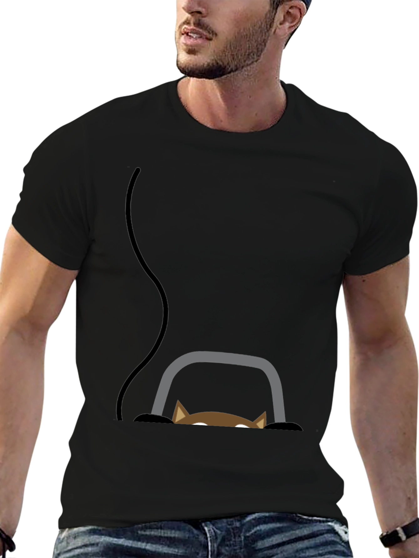Peek-a-Boo Cat Graphic Tee - Black