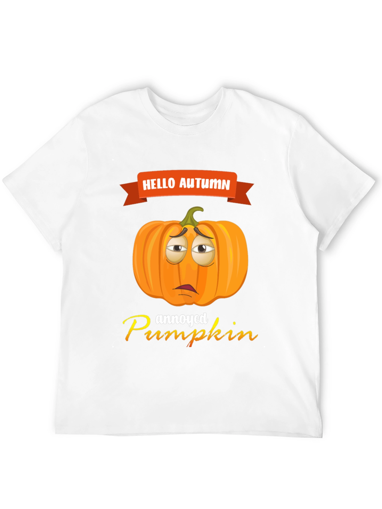 Hello Autumn Annoyed Pumpkin Graphic T-Shirt