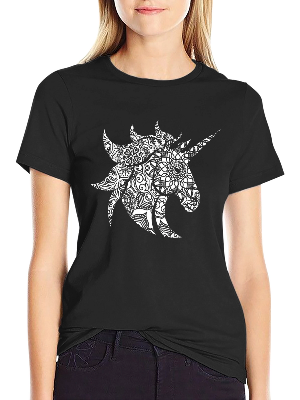 Unicorn Mandala Graphic Tee - Black