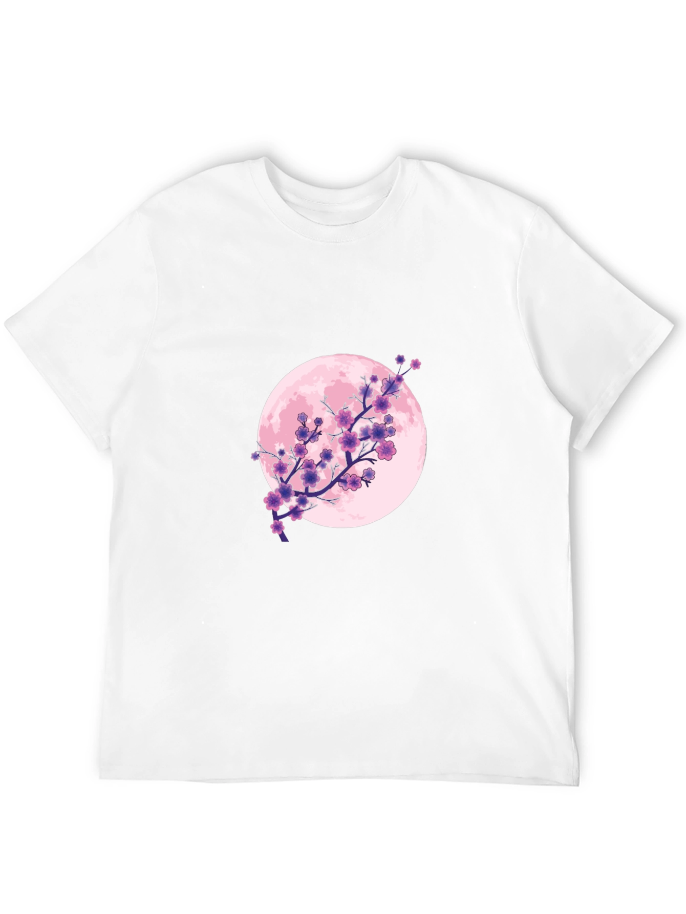 Floral Moon Graphic Tee - Black Cotton T-Shirt