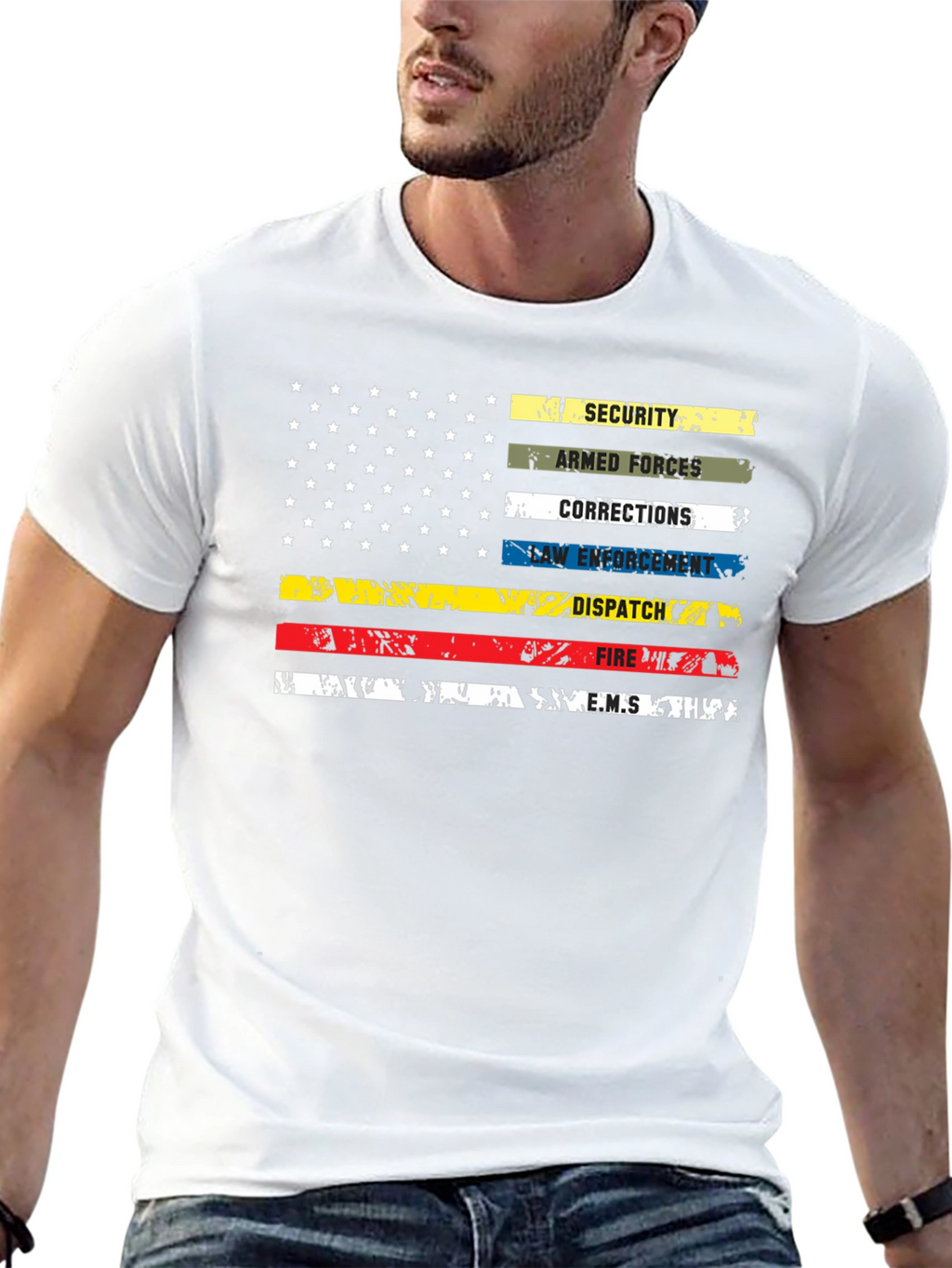American Thin Line Distressed Graphic T-Shirt