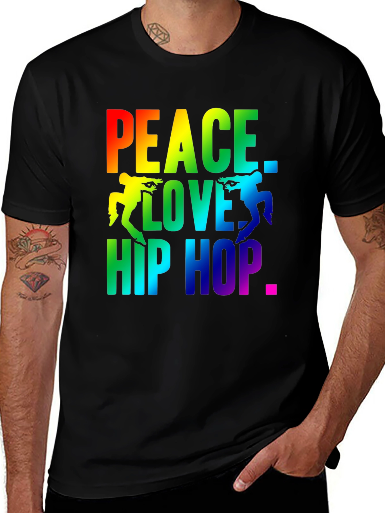 Peace Love Hip Hop Rainbow Graphic Tee