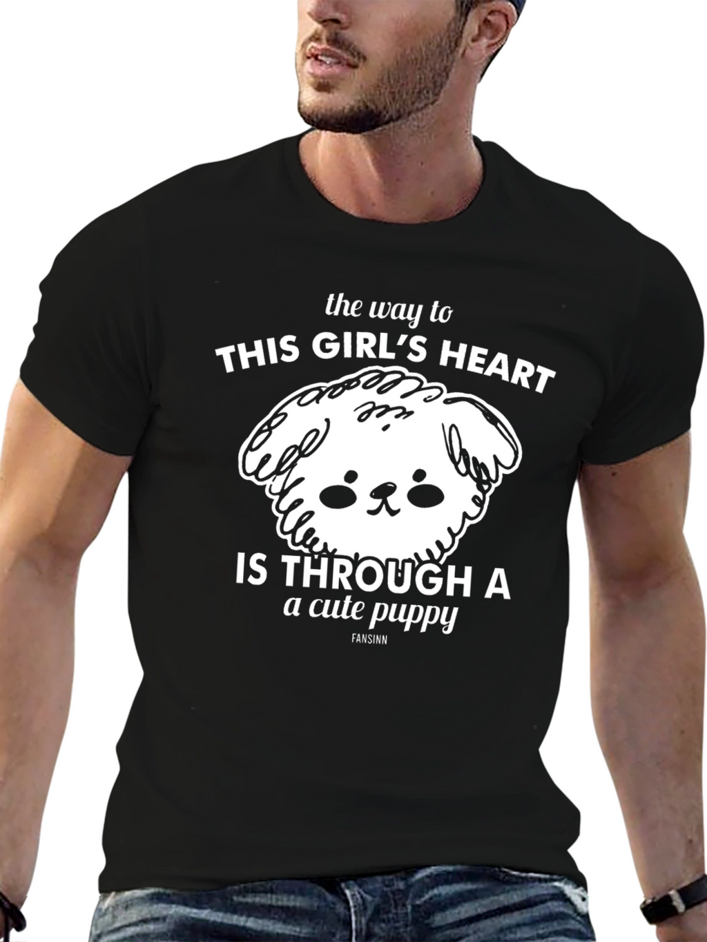 Cute Puppy Graphic T-Shirt: Way to Her Heart
