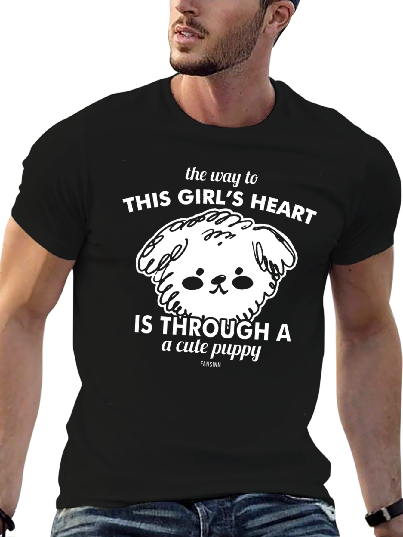 Cute Puppy Graphic T-Shirt: Way to Her Heart