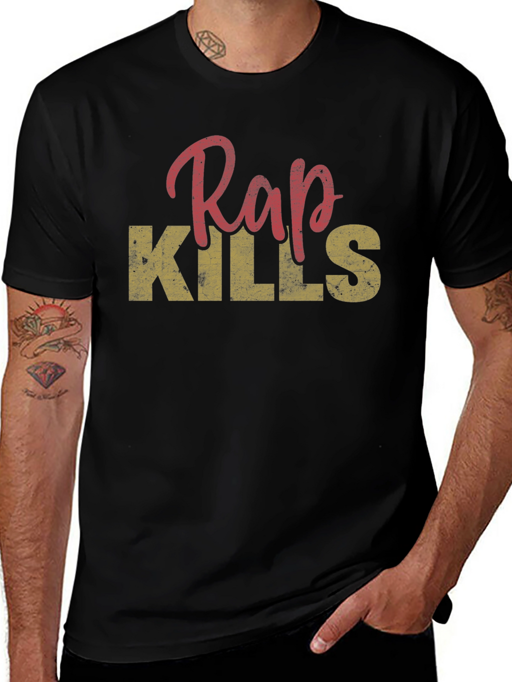 Rap Kills Graphic Print Mens T-Shirt