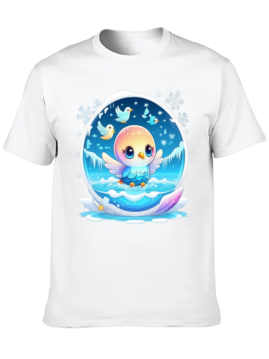 Cute Bird Snow Globe Graphic T-Shirt