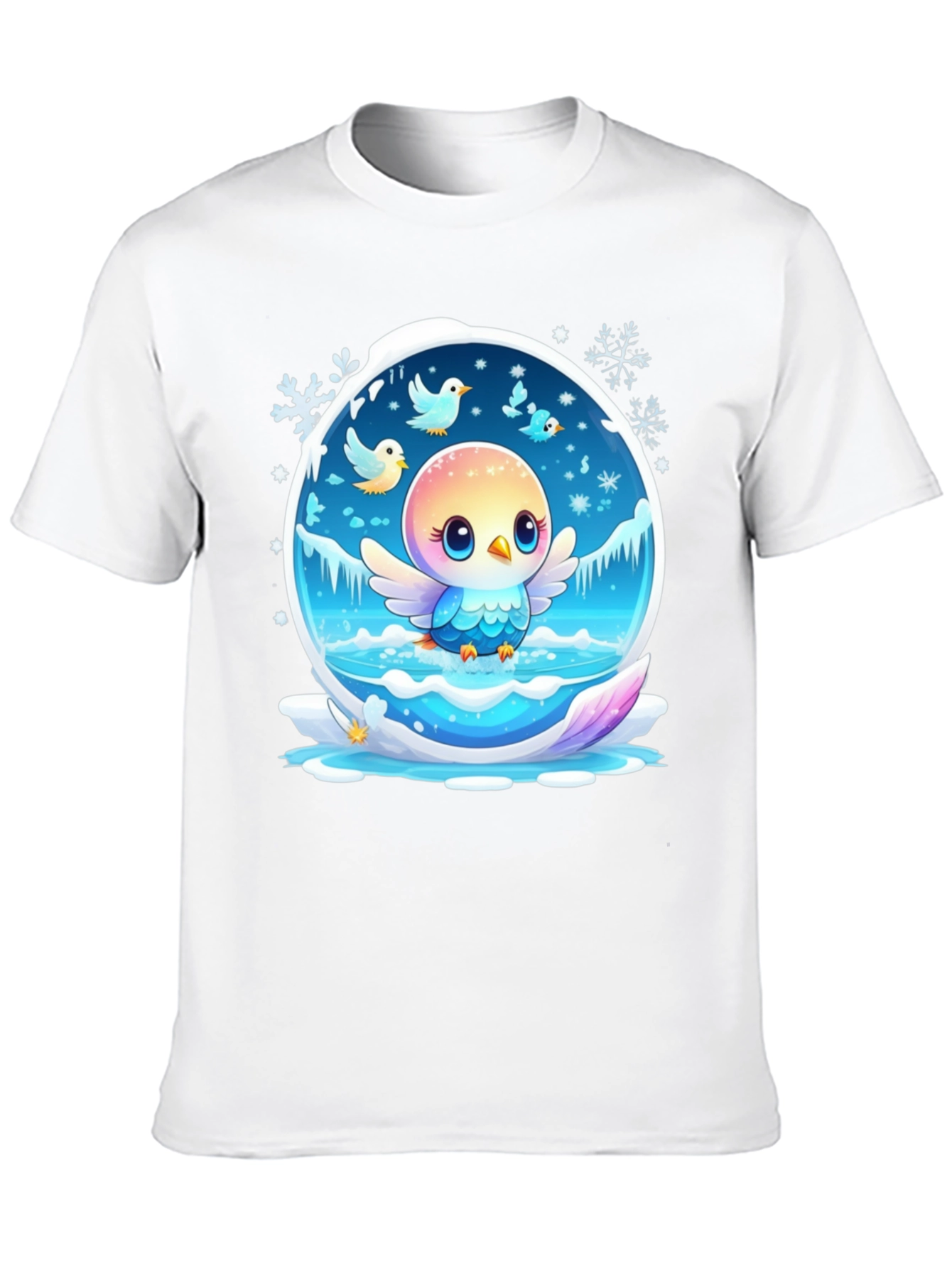 Cute Bird Snow Globe Graphic T-Shirt