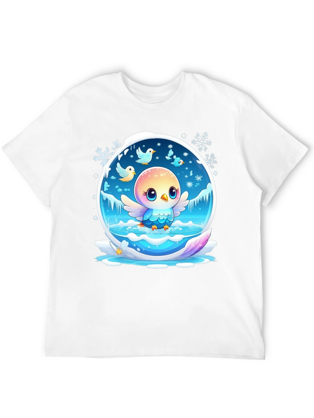 Cute Bird Snow Globe Graphic T-Shirt