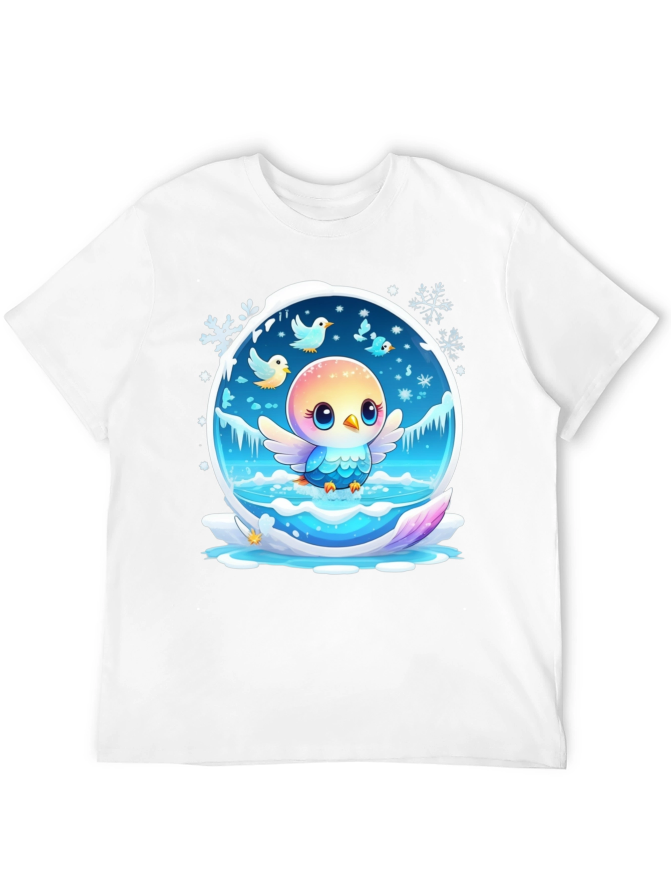 Cute Bird Snow Globe Graphic T-Shirt