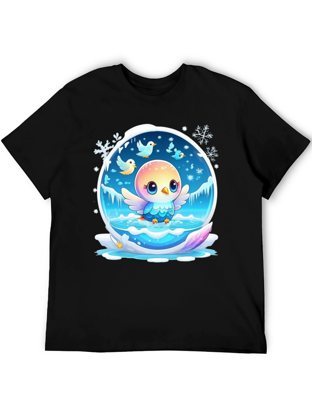 Cute Bird Snow Globe Graphic T-Shirt