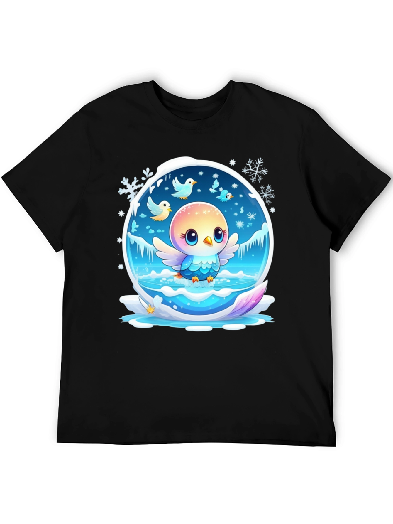 Cute Bird Snow Globe Graphic T-Shirt