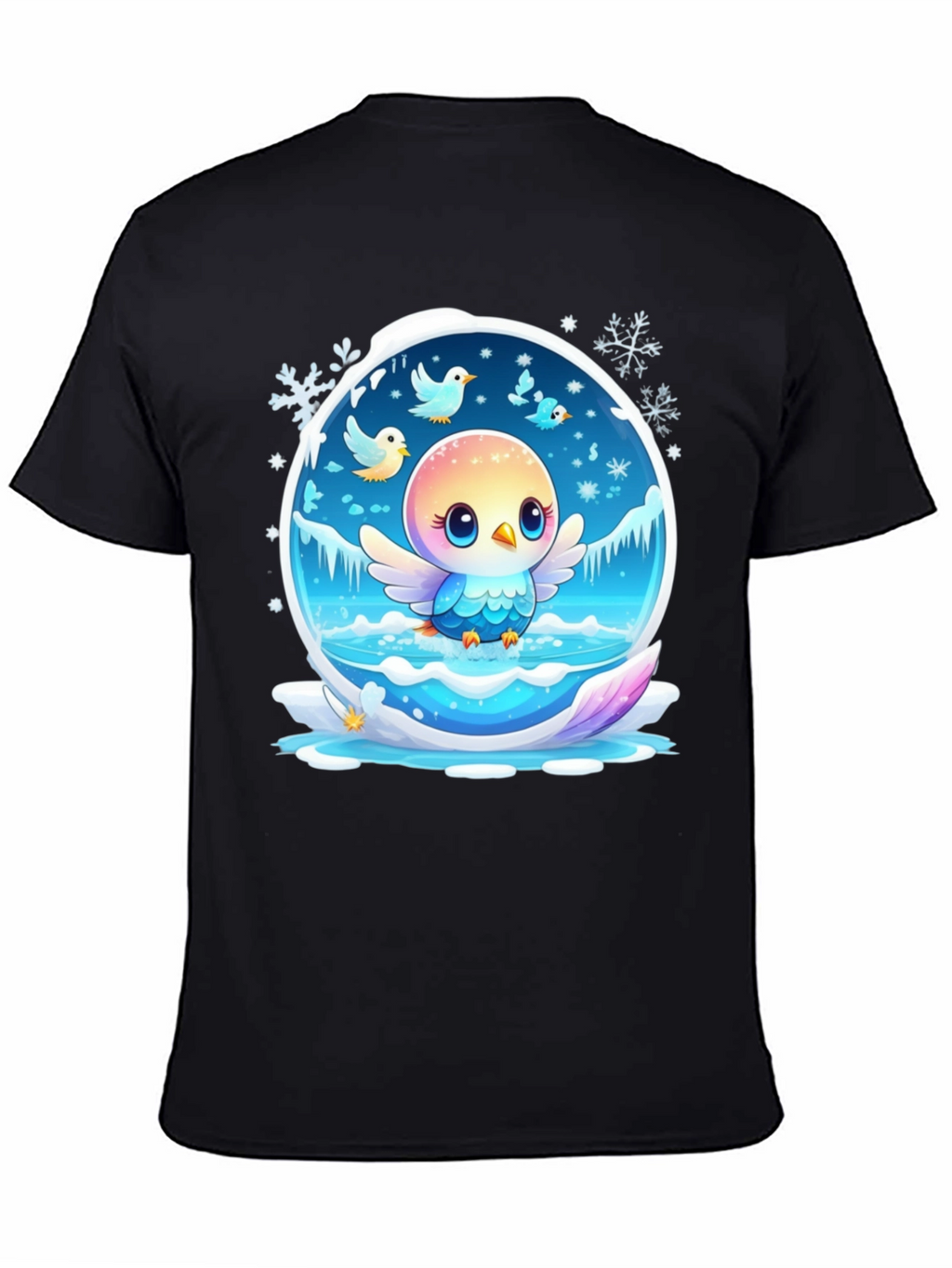 Cute Bird Snow Globe Graphic T-Shirt