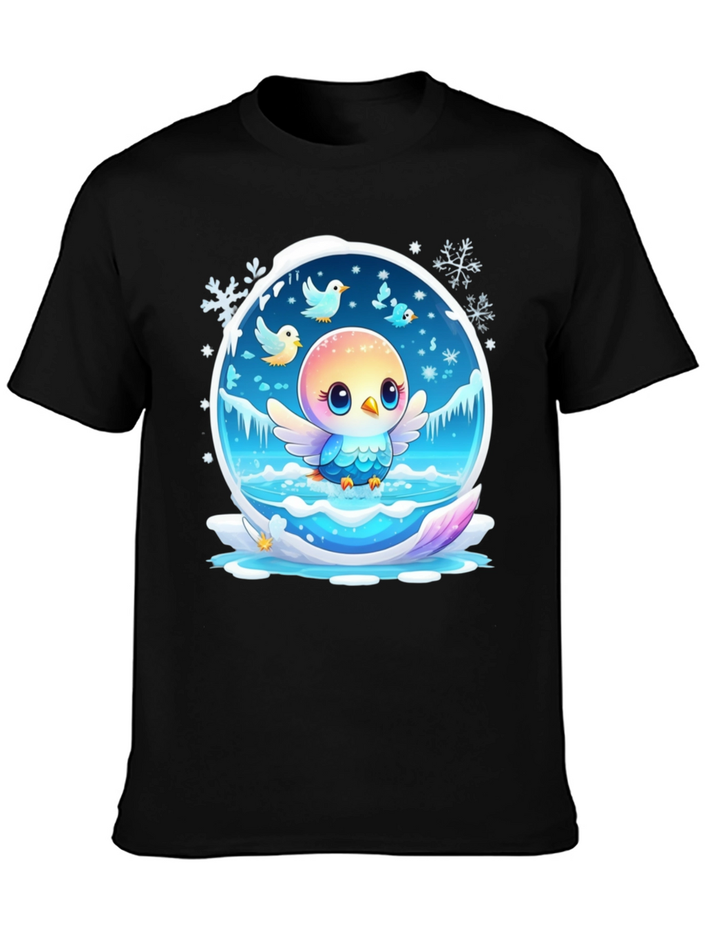 Cute Bird Snow Globe Graphic T-Shirt
